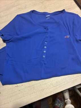 Hollister Royal Blue Short Sleeve Henley Tee